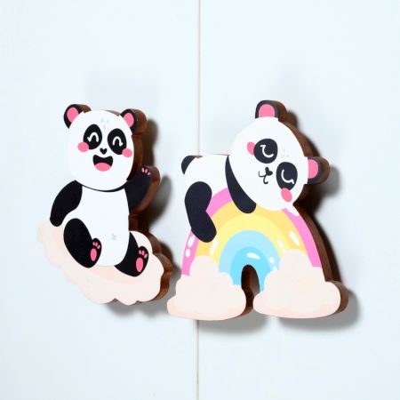Handcrafted Acacia Wood Panda Sky Handle Pair